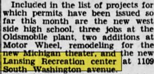Lansing Recreation Center - Jul 29 1941 Article (newer photo)